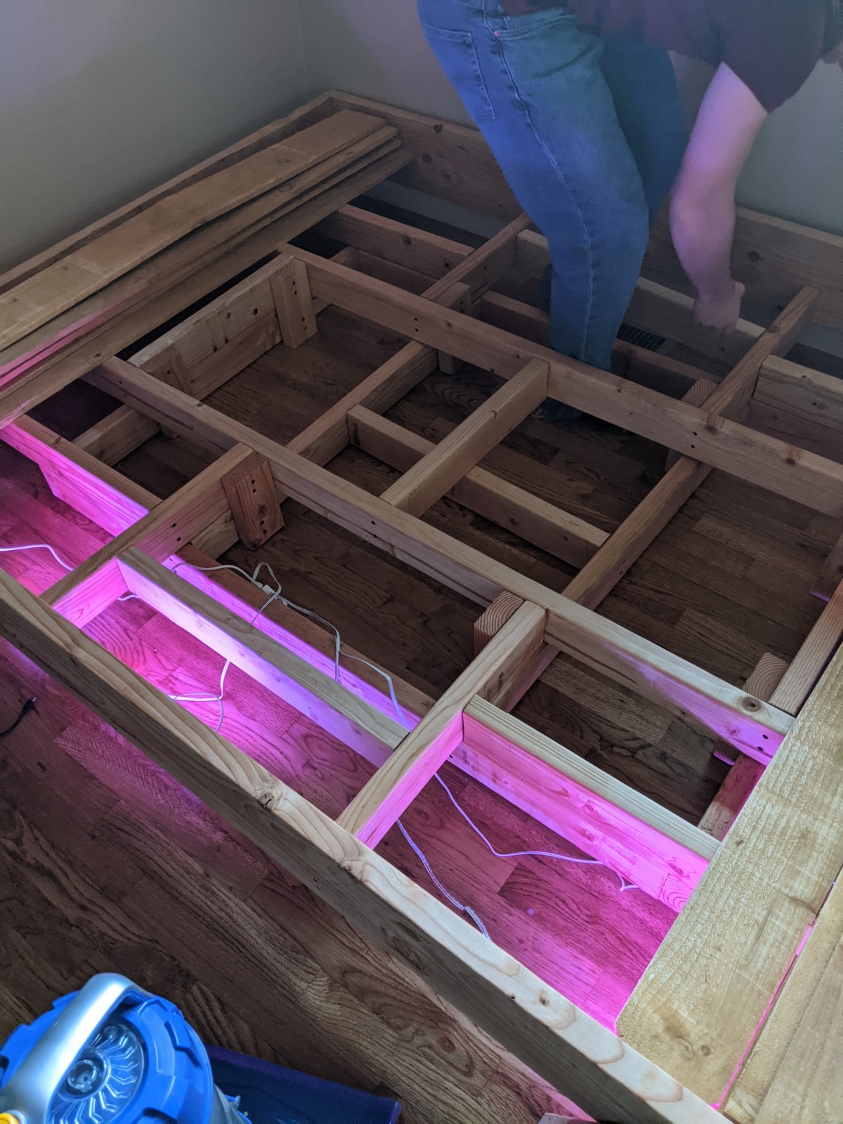 bed with lights